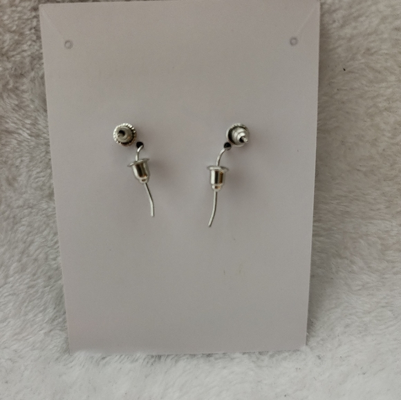 Silver Teardrop with Round Turquoise Earrings - Picture 4 of 6